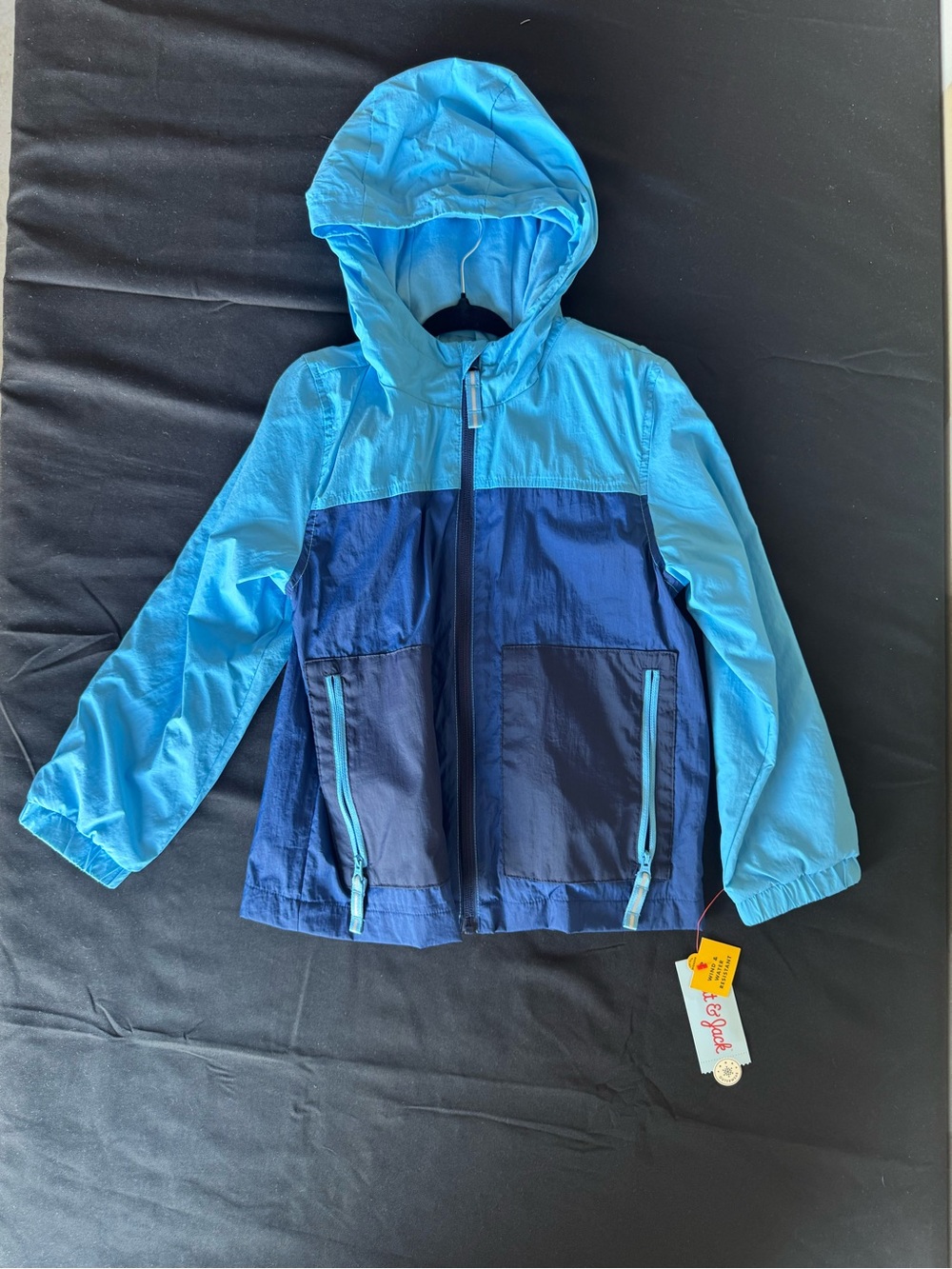 NWT Cat & Jack Boys Water Resistant Hooded Windbreaker Jacket Blue XS (4/5)